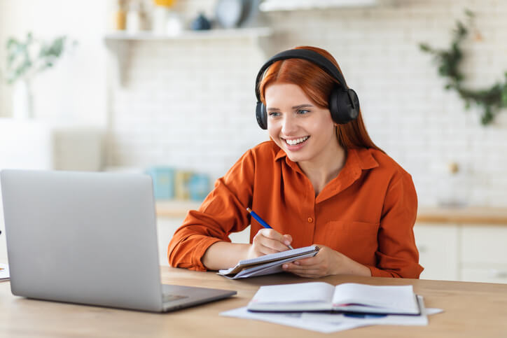 A female student investing in career training online