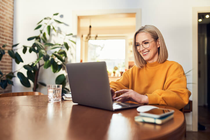 A career college student learning online