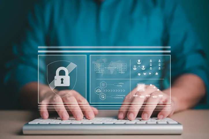 A data encryption concept in network administrator training.